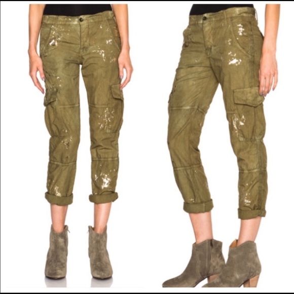 NSF Pants - NSF Basquiat Gold Splatter Paint  Cargo Pants
